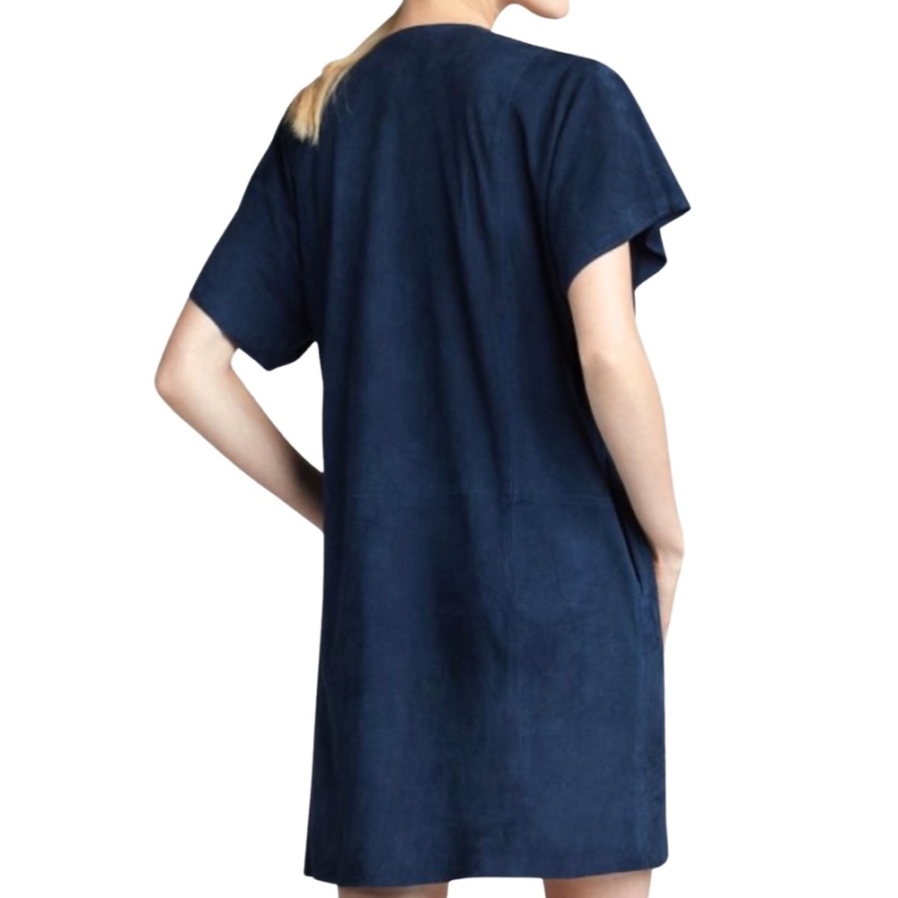 Vince Blue Leather Tunic Dress - Picture 2 of 6